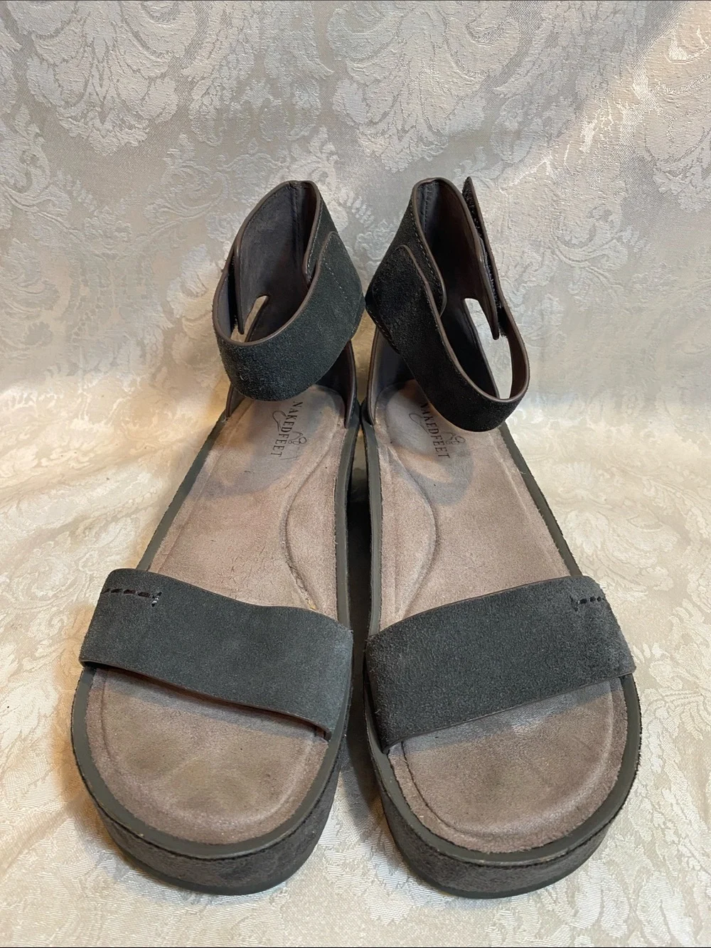 NAKED FEET Renzi Women's Gray Suede Platform Sandals